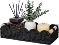 CubesLand Toilet Paper Storage Basket Organizer, Small Wicker Toilet Tank Top Decorative Baskets for Countertop, Handwoven Scalloped Basket w/handle for Home Decor, Living Room, Bedroom, Black