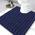 Smiry Bathroom Toilet Rugs U Shaped 24x20, Extra Soft Absorbent Non Slip Rubber Backing Chenille Contour Bath Rugs for Toilet, Machine Washable Contoured Bath Mats, Deep Blue