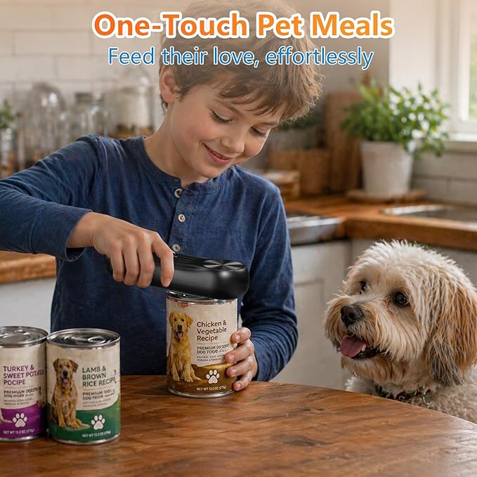 Electric Can Opener, One Touch Automatic Can Opener for Seniors, Rechargeable Cordless Can Openers, Auto‑Stop Smooth Edge Lid Cutter, Fits All Can Sizes, Food Safe Kitchen Gadget for Arthritis