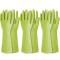 DABOGOSA Reusable Waterproof Household Dishwashing Cleaning Rubber Gloves, Non-Slip Kitchen Glove (Green, Medium (Pack of 3))