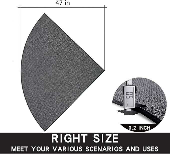 SUMLANS Fan Shaped Kitchen Mat 1 PCS, Cushioned Non Slip Rugs for Kitchen Floor, Absorbent Runner Comfort Standing Mats Washable for Kitchen, Office, Home (Black, Radius 47")