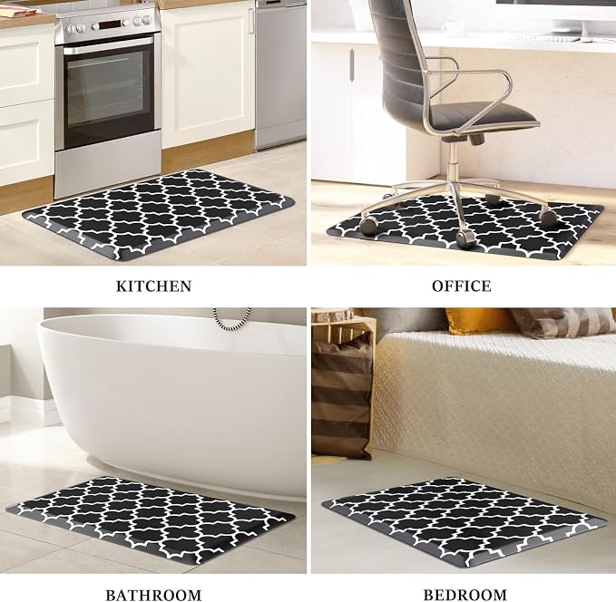 WISELIFE Anti Fatigue Floor Mat - 4/5 Inch Thick Kitchen Mat Non Slip Waterproof Heavy Duty Ergonomic Comfort Mat Durable for Home, Office, Sink, Laundry,(20" x 32", Black)
