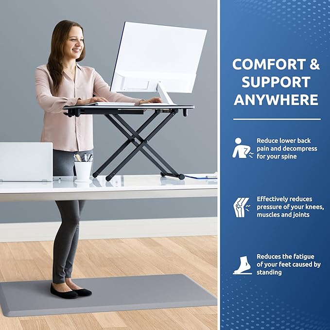 KitchenClouds Kitchen Mat Cushioned Anti Fatigue Kitchen Rug 17.3"x39" Water Resistant Non Slip Kitchen Rugs and Mats Standing Desk Mat Comfort Floor Mats for Kitchen House Sink Office (Grey)
