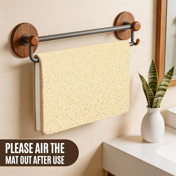 Joyhalo Shower Mat Bathtub Mat Non Slip, Bathmats Non Slip, Quick Drying Foot Scrubber Loofah Mats for Shower, Tub, Bathroom, Home, 32x24inch, Beige