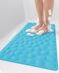 Bligli Non Slip Bathtub Mat, 16x31.5 Inch Standard Non-Slip Bathmats with Strong Suction Cups, Soft Rubber Anti-Slip Bathroom Floor Mat, Machine Washable, Comfort on Feet, 100% BPA Free (Blue)