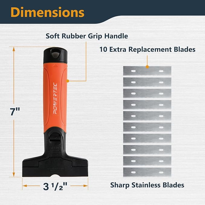 POWERTEC Razor Blade Scraper Tool Set with 20 Blades - 3.5" & 1.5" Scrapers for Removing Decals, Stickers, Glue, Paint & More (72066)