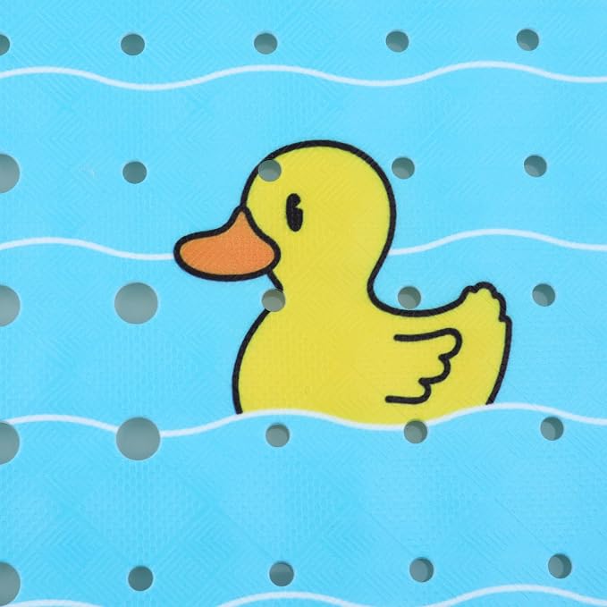 Bath Mat for Tub Non Slip Baby Kids Bathtub Mat Extra Long 40X16 Inch Blue Toddler Shower Mat Anti Slip Tub Mat with Suction Cups & Drain Holes, Machine Washable,Duck