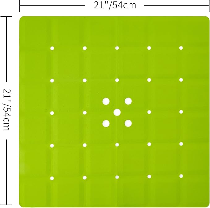 Webos Shower Mat for Textured Surface：Silicone Non Slip Shower Mat Without Suction Cups Foldable - Square Bath Mat for Reglazed Tub Textured Shower Floor (Green, 21x21)