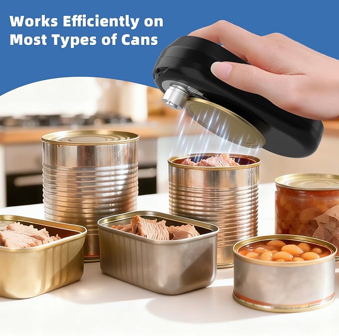 Electric Can Opener, Rechargeable Can Openers for Seniors & Arthritis, One-Touch Automatic Can Opener, Hands-Free, Smooth Edge, Compact, Kitchen Gadgets