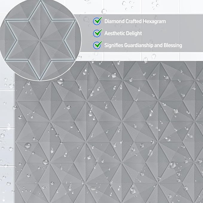 Non Slip Bathtub Mat for Bath Tub Shower - Natural Rubber Mat with 241 Suction Cups - Soft Bathroom Safety Mat - Unique Diamond Pattern - Fatigue Relief - Machine Washable - 16 × 28 Inch