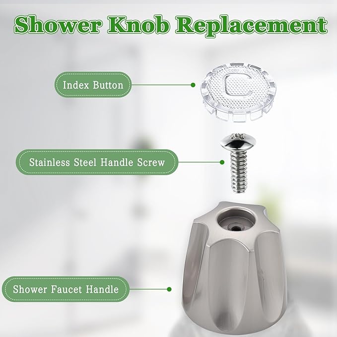 Shower Knob Replacement Compatible with Price Pfister Contessa & Windsor Tub and Shower Faucet Shower Knobs, Shower Knobs 2 Piece Replacement for Pfister Shower Handle Replacement (Brushed)