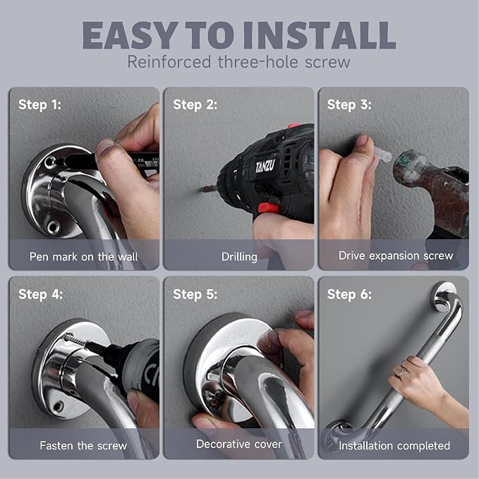 36 Inch Shower Grab Bar 1.25" Dia,Brushed Nickel Anti Slip Bathroom Grab Bar, 304 Stainless Steel Knurled Handicap Grab Bars, Safety Support Handrail, Bath Shower Handle for Elderly Injury Senior