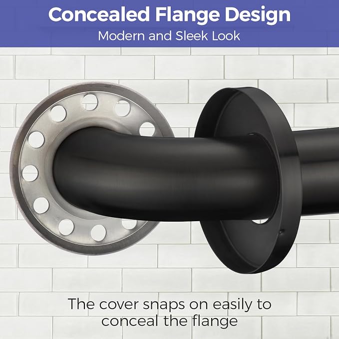Stardrix 54-Inch ADA Compliant Grab Bar, 1.5" Diameter, Concealed Mounting Flanges, Handicap Friendly, Commercial & Residential Bathrooms, Matte Black Stainless Steel