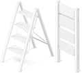 4 Step Ladder, Aluminum Folding Step Stool with Anti-Slip Sturdy and Wide Pedal, Lightweight Portable Stepladder for Home and Kitchen Use, Cream White, 330 lbs
