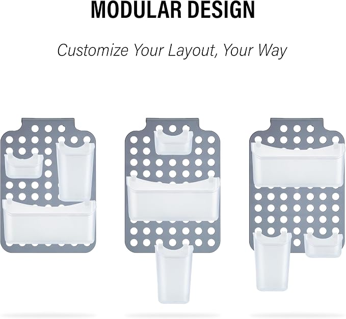 DecorRack Adjustable Hanging Storage, 3 Bins Over Shower Door Organizer, Bathroom Storage With Removable Baskets For Space Saving, BPA Free