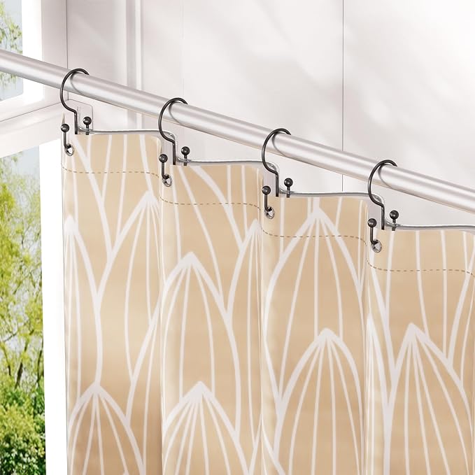 Amazer Shower Curtain Hooks, Black Stainless Steel Shower Hooks for Bathroom Shower Curtain Rod, 12pcs