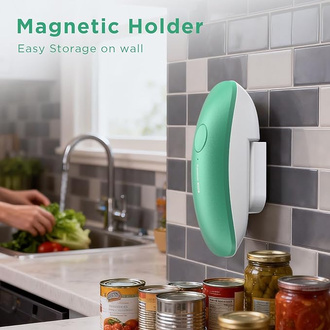 Canslab Ultrablade PRO Auto Stop USB Rechargeable Can Opener for Kitchen for Seniors with Arthritis, Long Battery Life, Handfree One Touch, Side Cut for Smooth Edge, Wall Mounted Small Size, Green