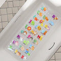 Bath Mat for Tub Non Slip, Machine Washable Anti Slip Cartoon Baby Bathtub Shower Mat with Drain Holes and Suction Cups for Toddler & Kids, 40 Inch x 16 Inch-Rectangular, 26 Alphabet