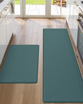 DEXI Kitchen Floor Mats Cushioned Anti Fatigue,17x29+17x59, Standing Runner Rug Waterproof, Comfort Memory Foam Padded for Front Sink Laundry Set of 2, Hunter Green