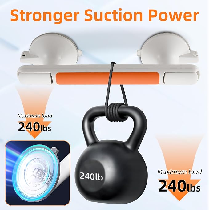Grab Bar for Bathtubs and Showers, Zynuhmo 12'' Suction Safety Grab Bar with 1PCS Bath Ball Suction Cup Shower Handles No Drilling Handrails for Seniors Elderly Kids Bathroom Assist Support(Orange)