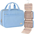 NISHEL Travel Toiletry Bag for women, Portable Hanging Organizer for Travel-Sized Shampoo, Conditioner, Brushes Set, Makeup Accessories, Medium Size, Placid-Blue