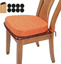 BUYUE Thickened 2.5" Friendly Woven Fabric Dining Chair Cushion, U-Shape High Density Foam Comfortable Chair Pad for Kitchen, Slip Resistant Indoor Seat Cushion (1 Piece, Orange)