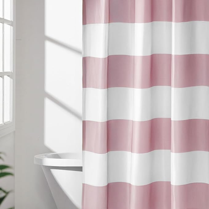 Amazon Basics Bathroom Shower Curtain, Water Resistant Fabric with Rust Proof Grommets & Hooks, Weighted Hem, Machine Washable, 72"x72", Light Brown, Beige