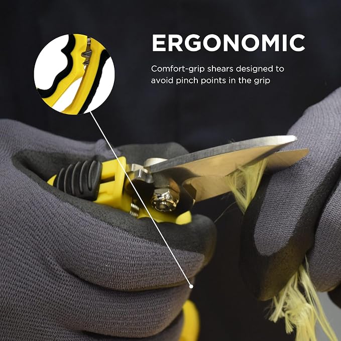 Miller KS‑3 Angle‑Head Kevlar Scissors & Cable Cutter – Fiber Optic Shears with Crimper, Micro‑Serrated Stainless Steel Blades, Cuts Copper & Aluminum Wire