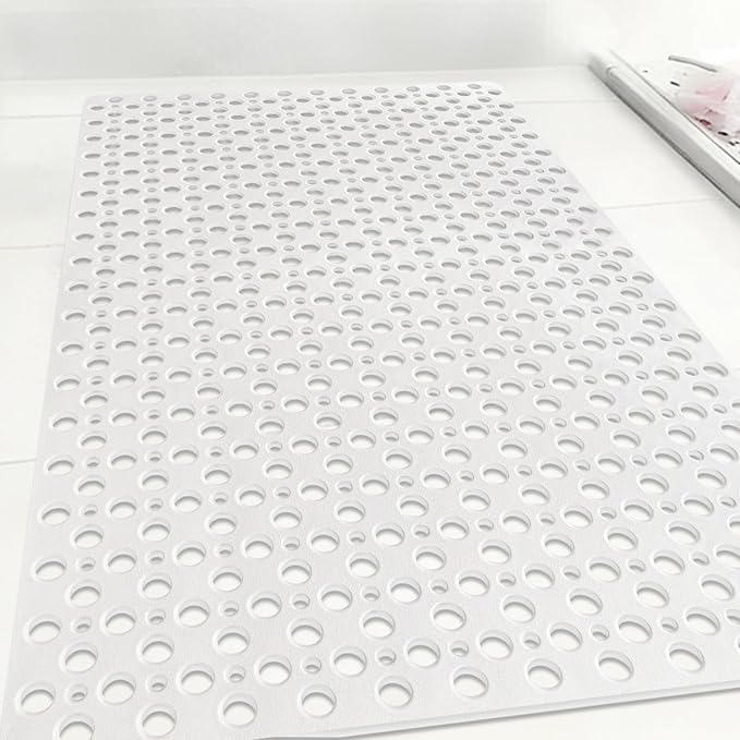 Non Slip Shower Mat: 36 X 24 Inch Large Shower Mats for Inside Shower - Soft TPE Anti Slip Long Shower Floor Mat with Large Drain Holes and Suction Cups
