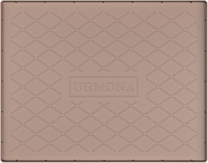 URMONA 25" x 22" Waterproof Silicone Mat in Multiple Sizes & Colors, Under Sink Mat for Kitchen & Bathroom, Pet Food Pad for Dogs & Cats, Kitchen Cabinet Liner, Multi-Purpose for Storage(Khaki)