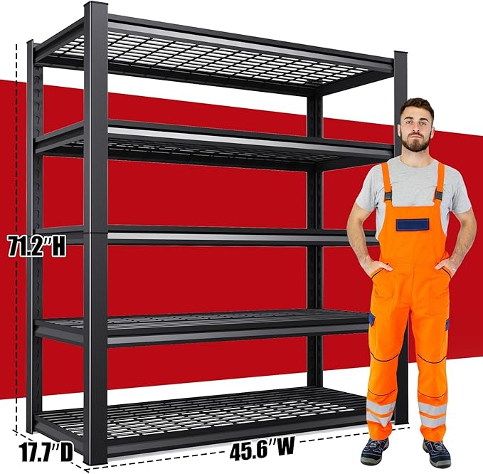 Set of 3 Garage Shelving-3000 lbs 5 Tier Storage Shelves,Adjustable Heavy Duty Metal Shelving Unit and Storage Large Wire Rack,Utility Steel Shelf for Warehouse Industrial Pantry Basement 71"x46"x18"