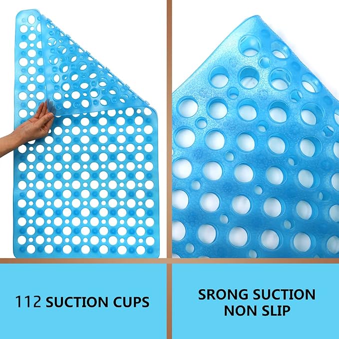 Bath Mat for Tub, 30 x 17 inch Non Slip Bathtub Mat Machine Washable Shower Mat with Suction Cups, Quick Drain Bathtub Mat for Bathroom