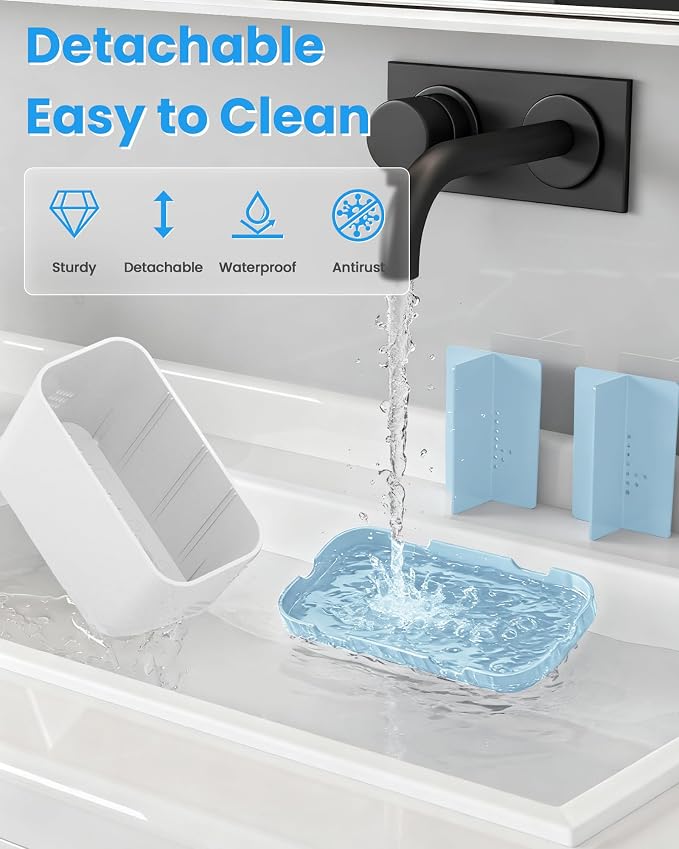 Toothbrush and Toothpaste Holders for Bathrooms Countertop - Detachable 5 Slots Kids Electric Toothbrush Holders Set Wall Mounted with Removable Dividers for Bathroom Decor and Accessories Organizer