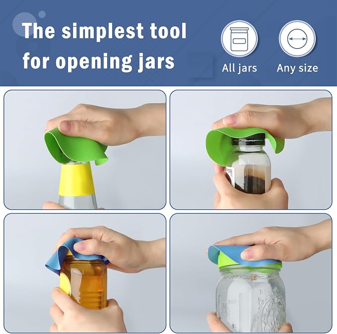 Aixoom Rubber Jar Opener Pads Set of 4, Round Heat-insulated Non-Slip Gripper Pads for Jars, Kitchen Tool for Easy Opening (Circle and Square)