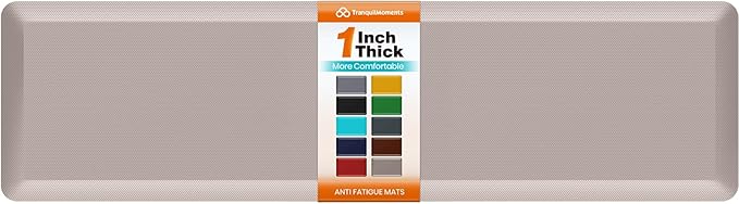 Kitchen Mats for Floor, 1 Inch Extra-Thick Kitchen Rugs, Waterproof & Non-Slip Anti Fatigue Mats, Comfort Standing Desk Mat for Kitchen Floor, Sink, Home, Office (20" X 72", Khaki)