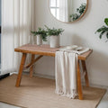 Handcrafted Solid Wood Bench, 30" - Farmhouse-Style Burnt Brown Entryway Seating for Living & Dining Room, Rustic Design, Natural Finish