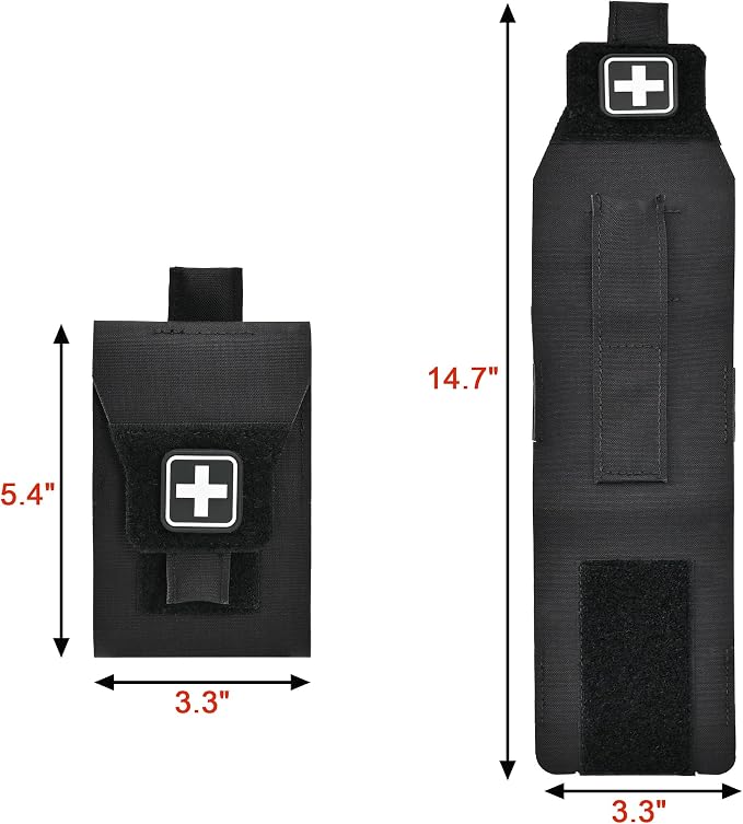 Mini IFAK Pouch, Compact Empty First Aid Organizer with Elastic Loops and Pull Tab, Portable EDC Micro Trauma Pouch for Pocket Backpack and Outdoor Carry
