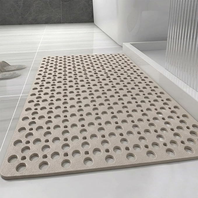 Casa and Beyond Shower Mat, Secure Shower Mats Easy to Clean, Showers Mat with Suction Cup, Washable Non-Slip Bathtub Mats for Inside Showers (Khaki,27.6" x 27.6")
