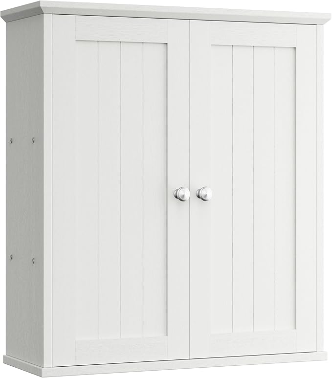 Shintenchi Bathroom Wall Medicine Cabinet with 2 Door, Bathroom Storage Organizer Over The Toilet,Space Saving Storage with 3-Tier Shelves,Solid White