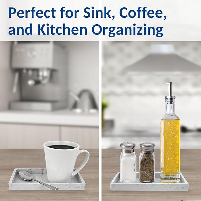 Spacewiser Countertop and Vanity Tray - Small 7.7” Silicone Tray for Soap Dispenser Bottles, Sponge Holder for Kitchen Sink Caddy Organizer, Bathroom Trays, Dish Soap Holder for Kitchen Counter, Keys