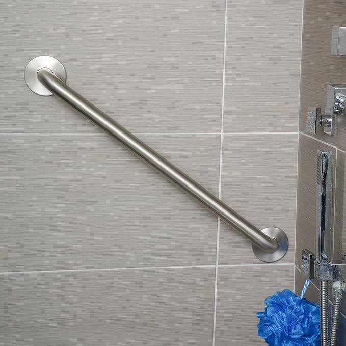 Amazon Basics Bathroom Handicap Safety Grab Bar, 42 Inch Length, 1.25 Inch Diameter, 500LBs Capacity, ADA Compliant, Stainless Steel