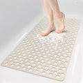 Bathtub Mat Non Slip: 30x17 inch Soft TPE Bath Mat for Tub with Suction Cups and Drain Holes, Efficient Drainage Anti Slip Shower Mats for Inside Shower, Machine Washable, Easy to Dry&Cut