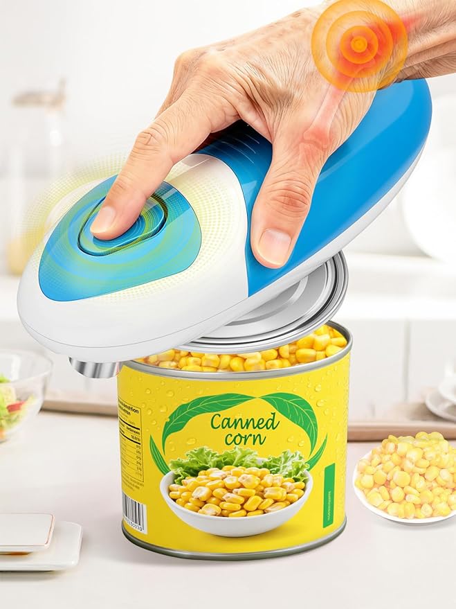Seniors Arthritis Electric Can Opener: Battery Operated, Hands free, Cordless, One Touch, Easy to Clean - Automatic Can Opener Smooth Edge with Powerful Motor for Kitchen by Befumly