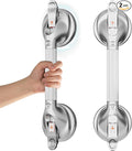 DAILYLIFE Grab Bars for Bathtubs and Showers, 17 inch Shower Handles for Elderly Suction, 300lbs Safety Shower Grab bar for Seniors and Elderly, Silver(2 Pack)
