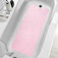 MOONFLY Shower and Bathtub Mat,40x16 Inches,Extra Long Non Slip Mats with Suction Cups and Drain Holes, Machine Washable and Anti Slip Bathmats, Bathroom Mats for Tub Nonslip (Clear Pink)