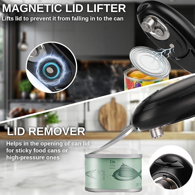 Electric Can Opener for Seniors, One Touch Automatic Battery Operated Can Opener with Smooth Edge, Hands Free, Fits All Can Sizes, Kitchen Gadgets for Arthritis