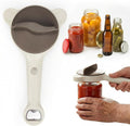 4-in-1 Adjustable Jar Opener for Seniors & Weak Hands - Multifunctional Stainless Steel Can Opener, Bottle Cap Gripper for Arthritis Sufferers - Kitchen Gadgets for Easy Opening（Brown）