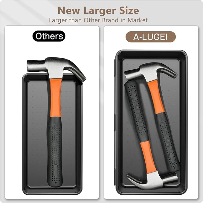 A-LuGei【𝟰𝟲𝗣𝗖𝗦 & 5 Size Tool Box Organizer Tray Divider Set, 【Black】 Bathroom Drawer Organizer Bin, Garage Organization and Storage Toolbox Rolling Tool Chest Cart Cabinet WorkBench Small Part