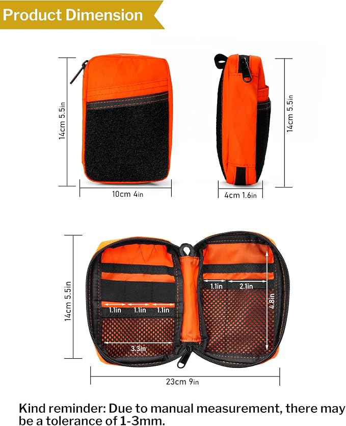 VIPERADE VE26 EDC Pouch Organizer with 11 Compartments, Small Tool Pouch with DIY Patches Area, EDC Pocket Organizer for Mutitools