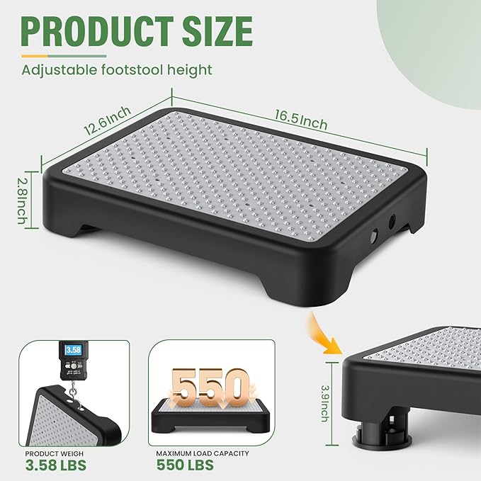 SOYO Mobility One Step Stool, Heavy Duty Indoor Outdoor Non-Slip Small Step Platform Assistive Device for Adult Elderly, Standing Support and Step Riser for Car, Bed, Door, Stair, Bathroom, Black-Gray